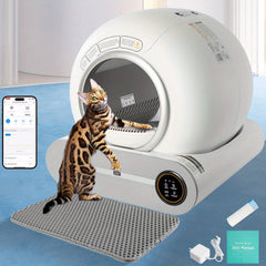 Self-Cleaning Cat Litter Box：Automatic Cat Litter Cleaning Robot，Large capacity17.17Gallon + Cat Litter Bags，No Battery Required