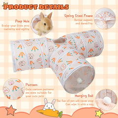 Three-way Rabbit Tunnel - Foldable Toy Pipe，A hiding spot suitable for small pets