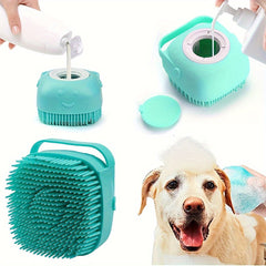 Dog Bath Brush，Soft Silicone Pet Shampoo Massage Dispenser Grooming Shower Brush，For washing short and long-haired dogs and cats