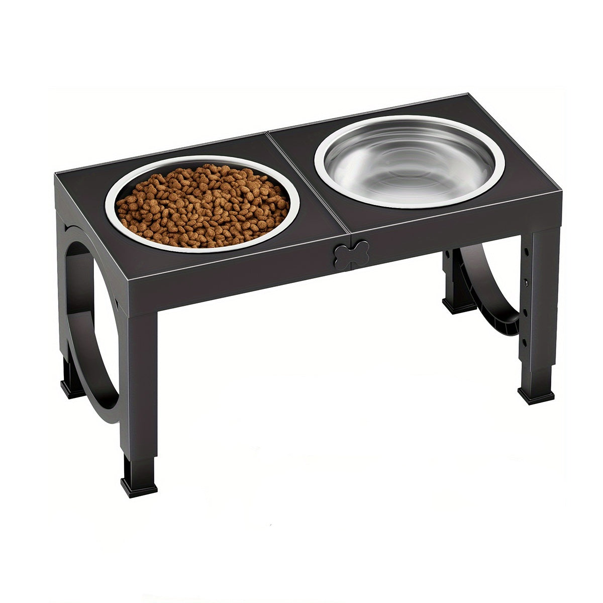 Elevated Dog Bowls Foldable, Raised Feeder Bowls Stand Set with 2 Stainless Steel Bowls,Portable Adjusts to 5 Heights, Dog Food Water Bowls for Large Medium Small Dogs And Cats,Black/White/Pink/Grey