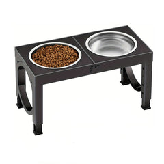 Elevated Dog Bowls Foldable, Raised Feeder Bowls Stand Set with 2 Stainless Steel Bowls,Portable Adjusts to 5 Heights, Dog Food Water Bowls for Large Medium Small Dogs And Cats,Black/White/Pink/Grey