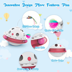 OREY 3 Combination 1 Cat toy，Smart Interactive Electronic Kitten Toy，With a Flying Butterfly，With randomly moving ambush feathers/Ball，Equipped with an upgraded imported motor，Protective Cat Safety Materials，Puzzle Cat Toy
