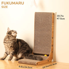 1 Pieces FUKUMARU L Interactive Cat Scratching Post with Ball Toy，Wall Mounted Paperboard Grab Board，Suitable for Indoor Cats and Kittens，Pet Play Area|Wall-mounted Grab Bar|Wooden Frame Scratching Post，Indoor Cat Scratching Post