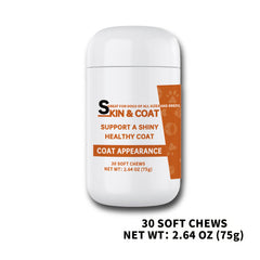 Skin and Fur Chewable Tablets，Healthy Skin and Coat Dog Supplement，Skin itching，Including Omega 3Fish Oil Soft Chewable Tablets，Supports healthy and shiny hair