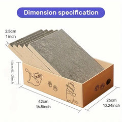 Cardboard Cat Scratch Board with Box，5A Large Reversible Cat Scratching Board，Indoor Cat Scratching Board Sofa for Cats to Rest and Play
