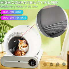 Self-Cleaning Cat Litter Box：Automatic Cat Litter Cleaning Robot，Large capacity17.17Gallon + Cat Litter Bags，No Battery Required