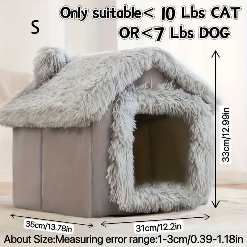 Crystal super soft，Bejirog，pp Cotton Comfortable All-Weather Pet Paradise-Warm，Portable and Soft，Semi-Enclosed Sleeping Nest for Cats and Small Dogs