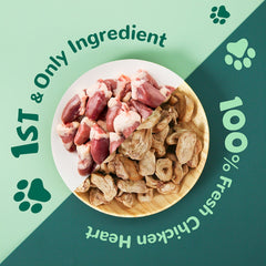 PAWUP Freeze-dried Chicken Heart Pet Snacks，High Protein Freeze-Dried Pet Food，Suitable for dogs and cats，Fresh Ingredients，No rawhide，Gluten-Free and Grain-Free，2Packaging（2 X 90Gram/3.2Ounce）