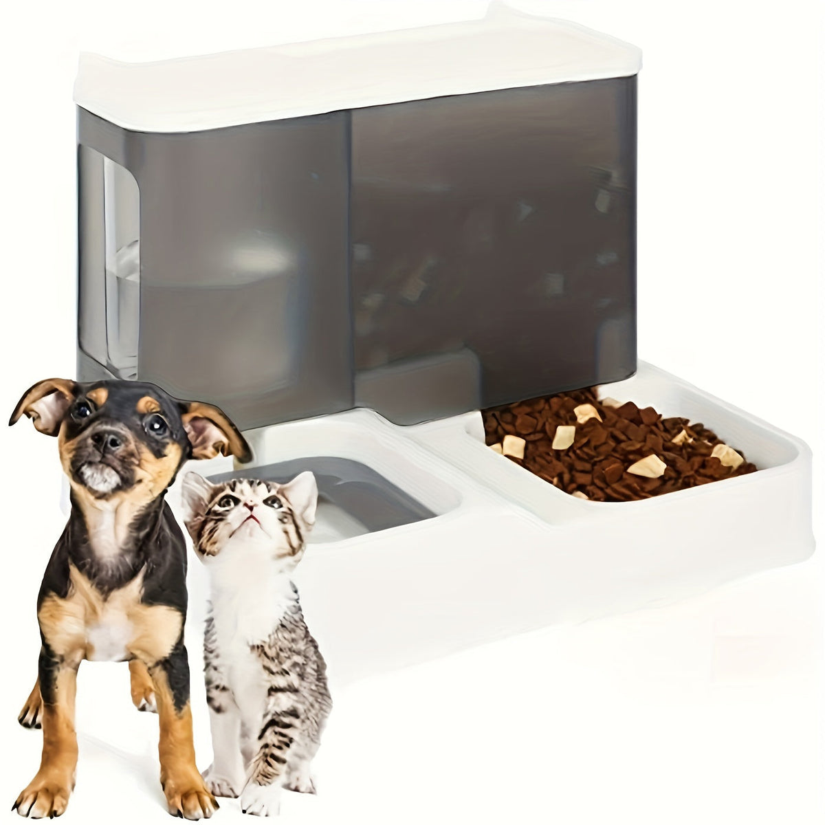 1pc Automatic Pet Feeder and Water Dispenser - Make it easy for your cats and dogs to eat and replenish water！