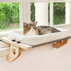 Adjustable Cat Window Stand Hammock - Durable Plastic Frame with Soft Fleece Lining，With Paw Print Pattern for Indoor Cats，Easy to install on the wall/Ceiling Hook，Suitable for windowsills、Bedside、Cabinet - Large Cat Nest，Pet Leisure Spot | Decorative Pet