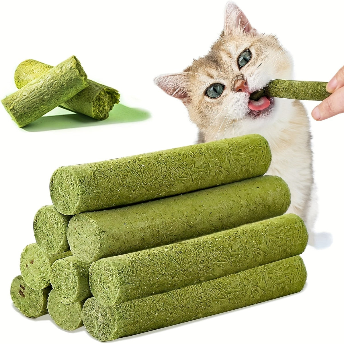 100g Cat Grass Teething Stick For Cat, Natural Dried Cat Grass Treats Snacks For Cats, Edible Cat Chew Toys For Teeth Cleaning And Hairball Removal