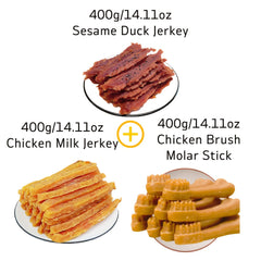2.64Pound/1.2Kilogram Mixed Flavor Series，Cheese Duck Jerky，Chicken Milk Jerky，Duck Jerky，Easy to Digest，Durable Chew Dog Treats，High Protein，Low fat，Suitable for Small Size、Perfect Training Reward Treats for Medium and Large Dogs