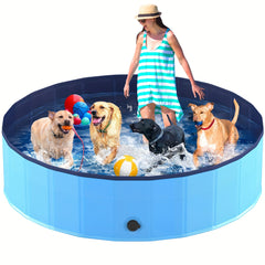 Niubya Foldable Dog Pool、Foldable Hard Plastic Dog Swimming Pool、Portable Bathtub for Pet Dogs and Cats、Indoor and Outdoor Pet Shallow Water Pool