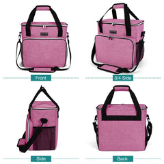 Dog Travel Bag, Pet Travel Bag (ALL Pet Travel Supplies), with 2 Pet Food Containers And 3 Collapsible Silicone Bowls; Essential Kits for Pet Travel Pink