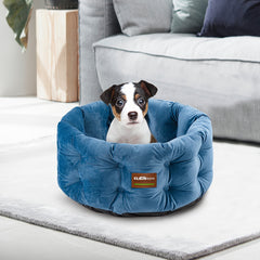 ClevaHome Deep Nest Cat Bed，Suitable for weight not exceeding 15 Small Pets - Round Cat Bed，Suitable for indoor cats，Luxurious Velvet Touch，Ultra-high Edge，Machine Washable Comfortable Pet Bed，Bottom Non-Slip