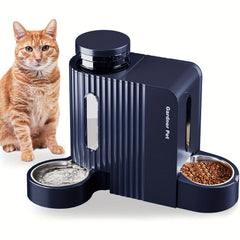 Automatic Gravity Cat Food Feeder and Water Dispenser Stainless Steel 2-in-1 Large Capacity Water Dispenser Suitable for Pets Dogs、Puppy、Kitten