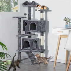 Costoffs Cat tree 54Inch/70Inch Cat Tower Apartment with2An apartment、2A hanging ball and3A Grab Bar Large Cat House Suitable for kittens and adult cats