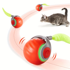 1Smart Cat Teaser Ball，Electric Rolling Ball Cat Toy，Cat Interactive Toy with Replaceable Tail，USB Rechargeable Pet Toys，Built-in battery with charging cable