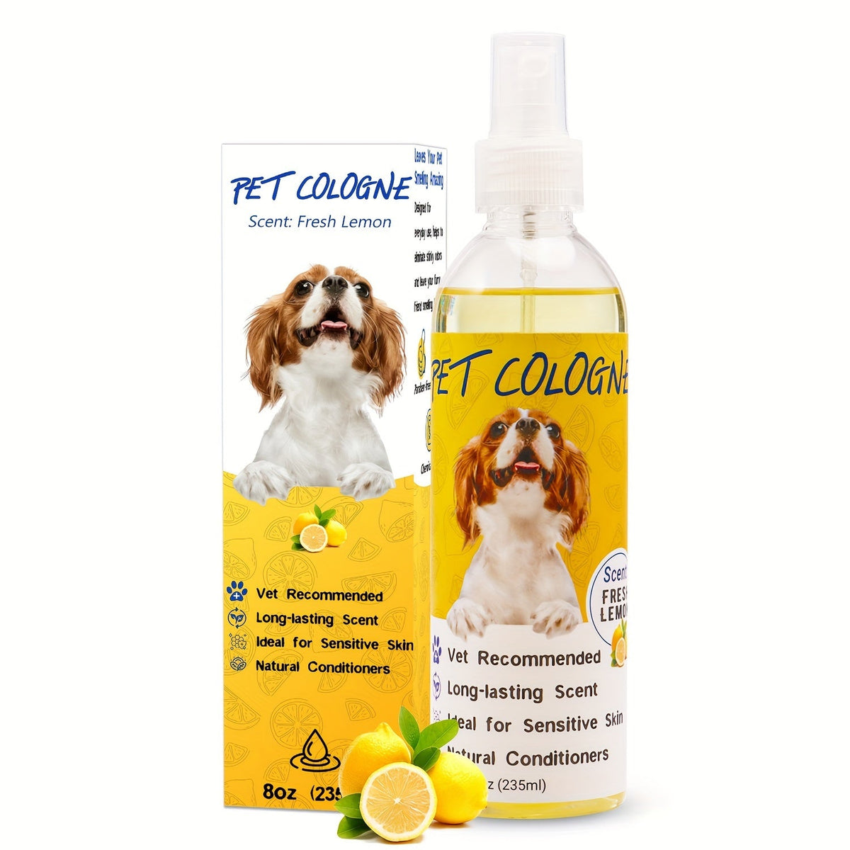 8 Ounce Pet Lemongrass Cologne Shampoo Spray - Gentle Refreshing and Revitalizing Skin and Fur，Effective Cleaning Spray for All Breeds and Ages - A must-have for puppy care and grooming，Has an uplifting lemongrass scent