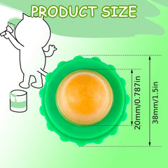 [Lickable Cat Treat] 12pcs Lickable Cat Treat Balls - Consumable Pet Herb Snacks for Play & Health, Easy-to-Use Sugar Balls for Cats, Promotes Hydration & Tongue Strengthening, Green Base with Yellow Top