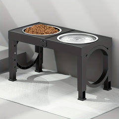 Elevated Dog Bowls Foldable, Raised Feeder Bowls Stand Set with 2 Stainless Steel Bowls,Portable Adjusts to 5 Heights, Dog Food Water Bowls for Large Medium Small Dogs And Cats,Black/White/Pink/Grey