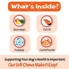 Skin and Fur Chewable Tablets，Healthy Skin and Coat Dog Supplement，Skin itching，Including Omega 3Fish Oil Soft Chewable Tablets，Supports healthy and shiny hair
