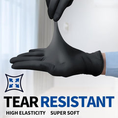 200 Black Nitrile Disposable Gloves Only - Thick、Durable and comfortable，Suitable for Kitchen Cleaning、Dishwashing、Beauty Care、Pet bathing and such - Waterproof，Excluding PVC